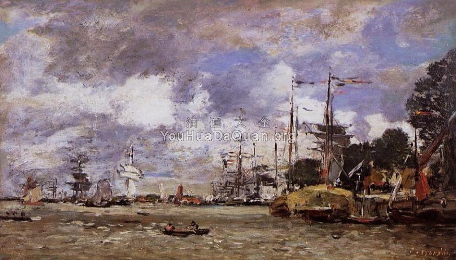 Anvers, Boats on the River Scheldt - 尤金·布丹